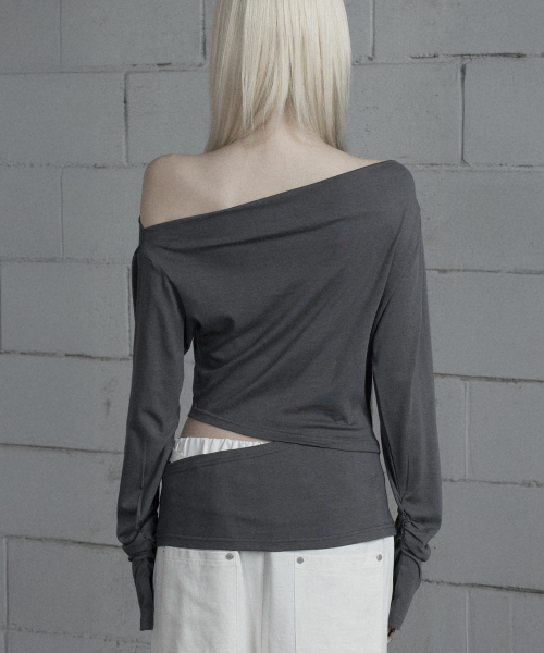 Cut-Out Open Long Sleeve (Dark Gray)
