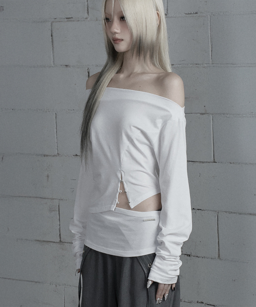 Cut-Out Open Long Sleeve (White)