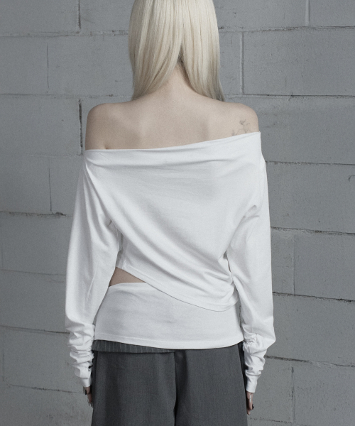 Cut-Out Open Long Sleeve (White)