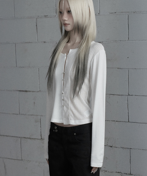 Unbal Color-Block Button Point Cardigan (Black)
