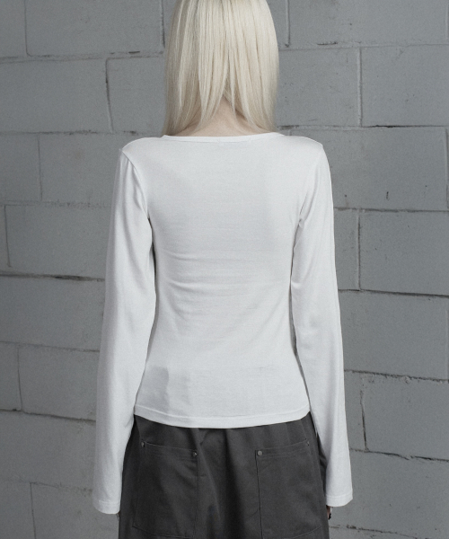 Two-Line Button Long Sleeve (White)