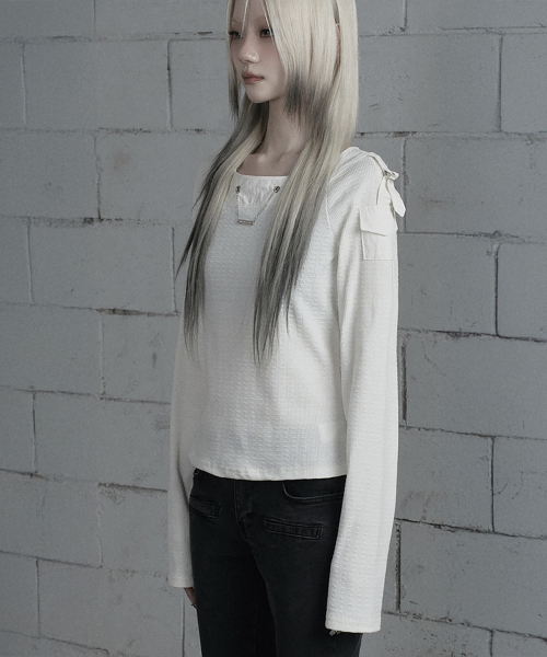 Chain Bijo Pocket Long Sleeve T-Shirt (Ivory)