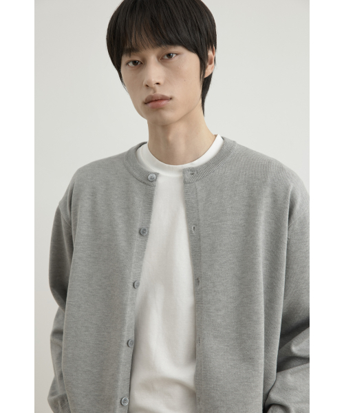 워셔블 세미 크롭 니트 가디건 멜란지 그레이