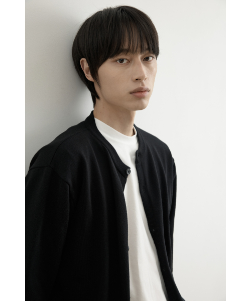 워셔블 세미 크롭 니트 가디건 블랙