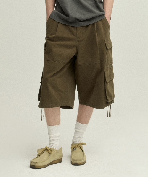 Bronx Bio Washed 3/4 Cargo Pants_KHAKI