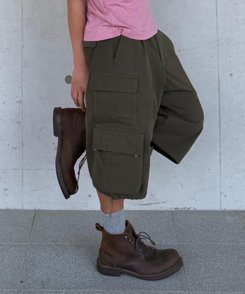 Bronx Bio Washed 3/4 Cargo Pants_KHAKI