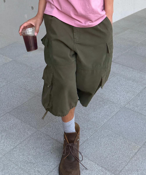 Bronx Bio Washed 3/4 Cargo Pants_KHAKI