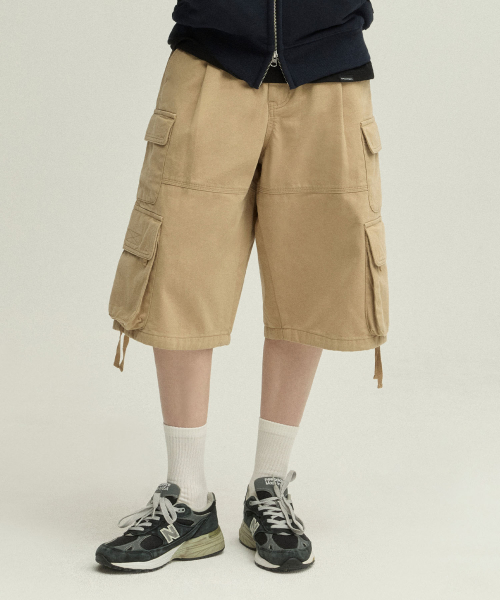 Bronx Bio Washed 3/4 Cargo Pants_BEIGE