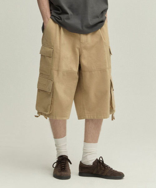 Bronx Bio Washed 3/4 Cargo Pants_BEIGE