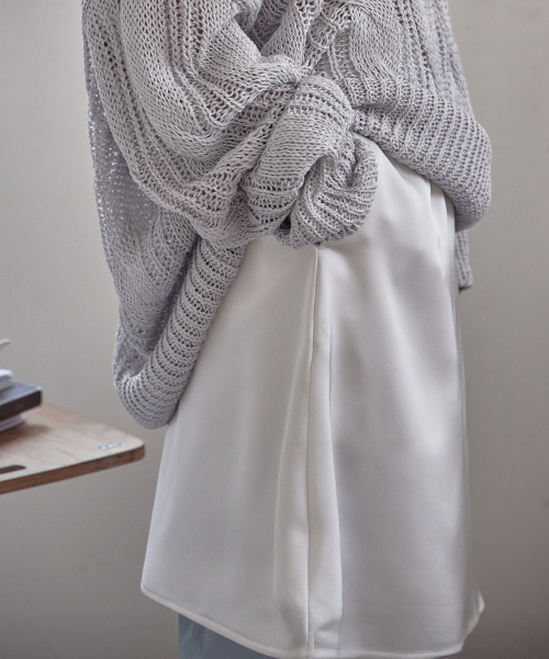 Silky Satin Midi Skirt, WHITE ONYX