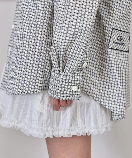 Loose Fit Patched Check Shirt, 2colors