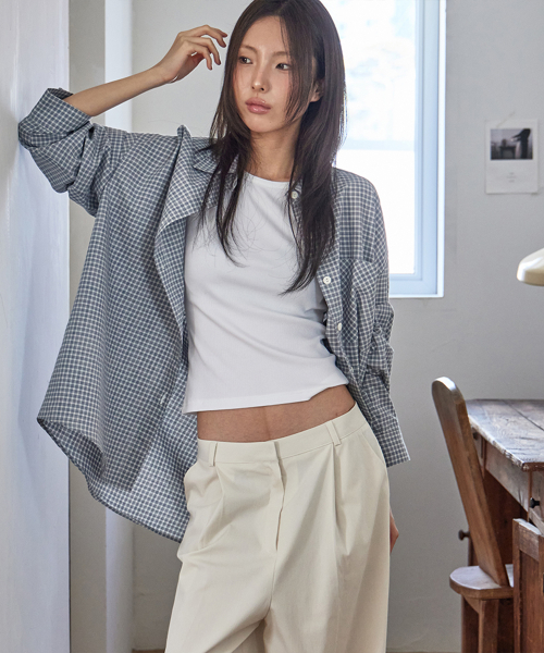 Loose Fit Patched Check Shirt, 2colors
