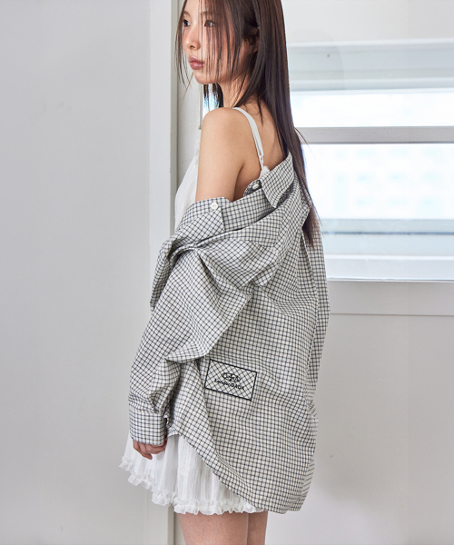 Loose Fit Patched Check Shirt, 2colors