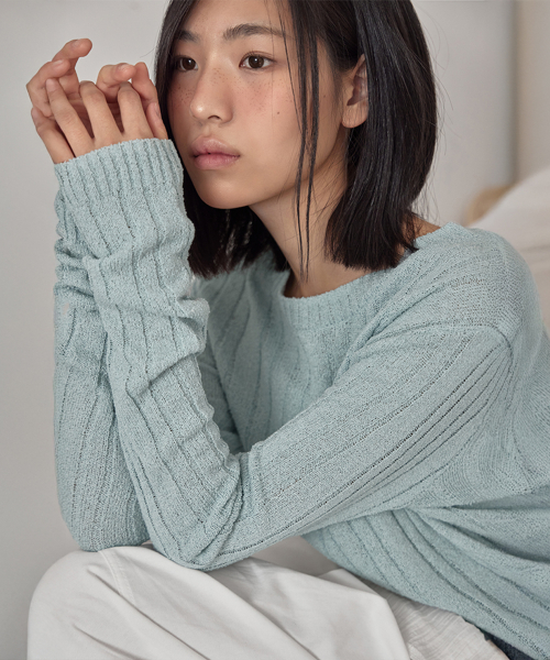 Wide Rib Crew-Neck Knit, 3colors