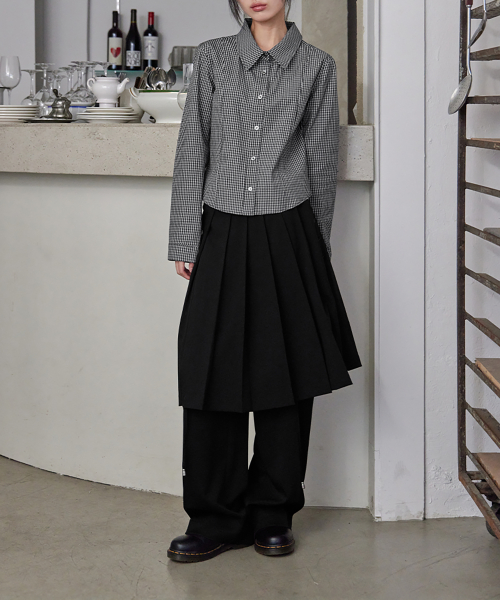 Pleated Wrap Skirt, BLACK