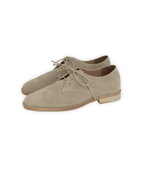 Suede Derby Shoes, Stone