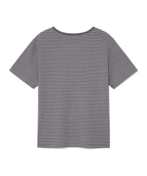 (w) TCM stripe round henley neck T (grey)