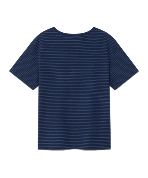 (w) TCM stripe round henley neck T (navy)