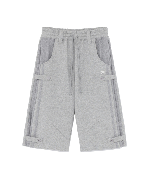 TCM waffle button half sweat pants (melange grey)