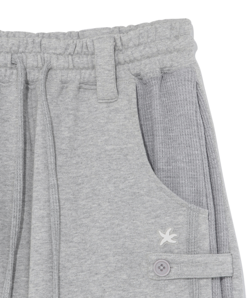 TCM waffle button half sweat pants (melange grey)