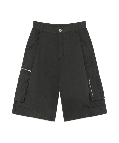 TCM metal zipper half pants (charcoal)