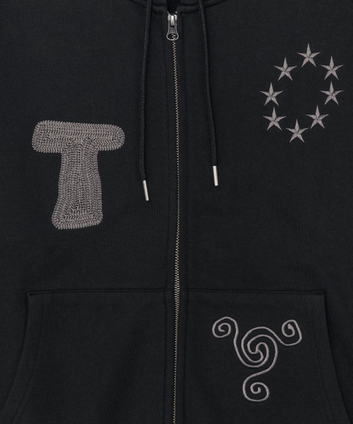 TCM snail hooded zip-up (black)
