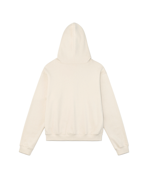 TCM logo applique hooded zip-up (oatmeal)