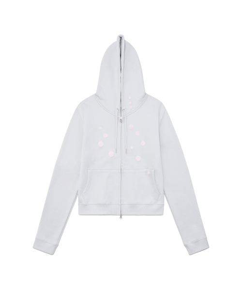 TCM dot hooded zip-up (light grey)