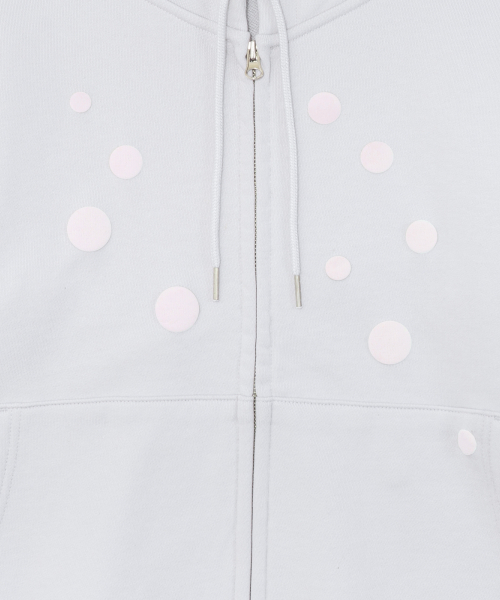 TCM dot hooded zip-up (light grey)