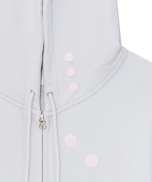 TCM dot hooded zip-up (light grey)