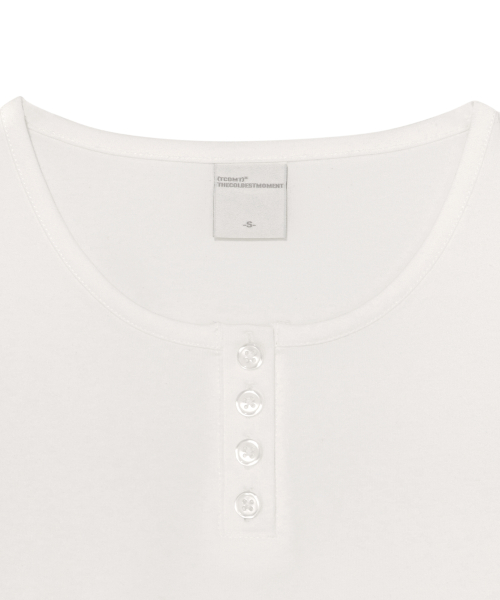 (w) TCM henley neck three-quarter sleeve (white)