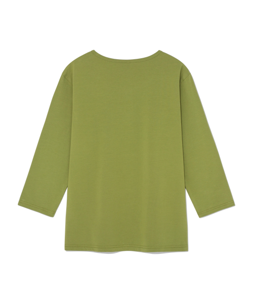 (w) TCM henley neck three-quarter sleeve (olive)