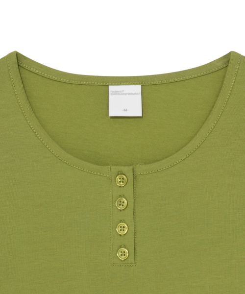 (w) TCM henley neck three-quarter sleeve (olive)