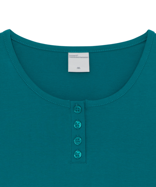 (w) TCM henley neck three-quarter sleeve (teal)