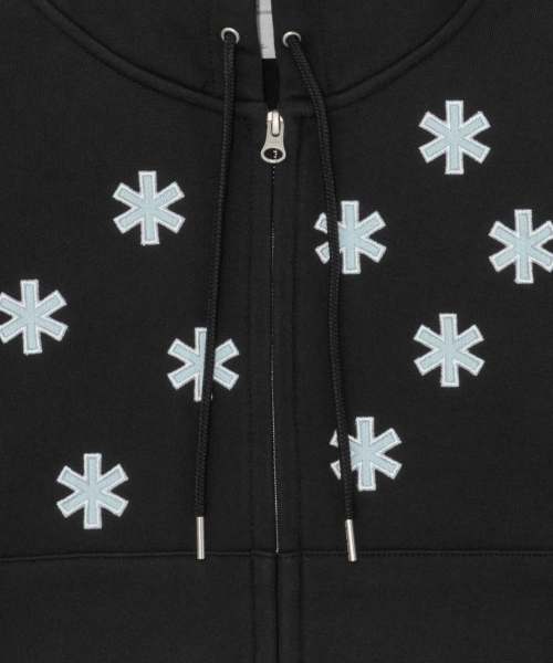 TCM flower hooded zip-up (black)