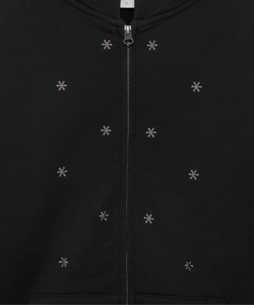 TCM snow stripe hooded zip-up (black)
