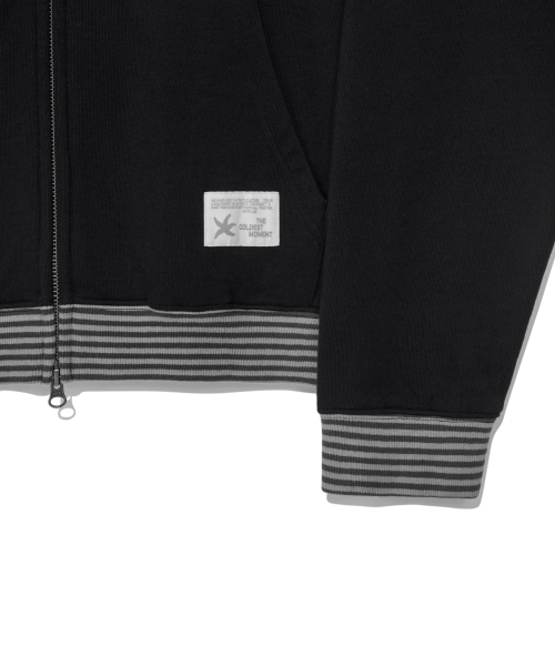 TCM snow stripe hooded zip-up (black)