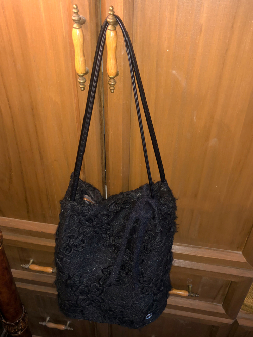 Lace cottage bag_snow flower_black