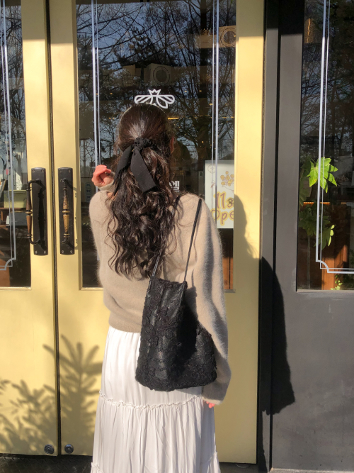 Lace cottage bag_snow flower_black