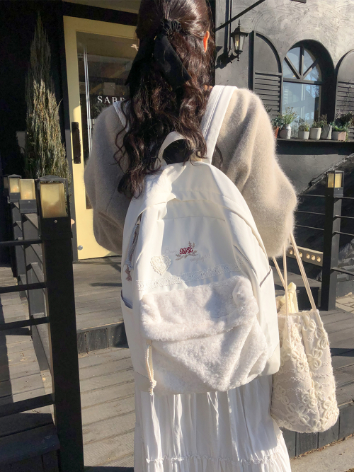 Vintage bon voyage backpack_snow white