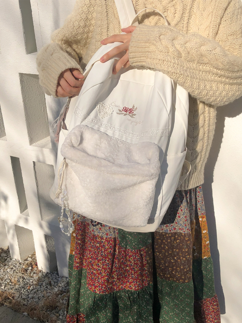 Vintage bon voyage backpack_snow white