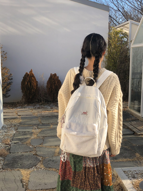 Vintage bon voyage backpack_snow white