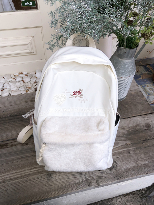 Vintage bon voyage backpack_snow white