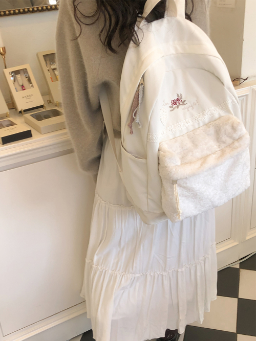 Vintage bon voyage backpack_snow white