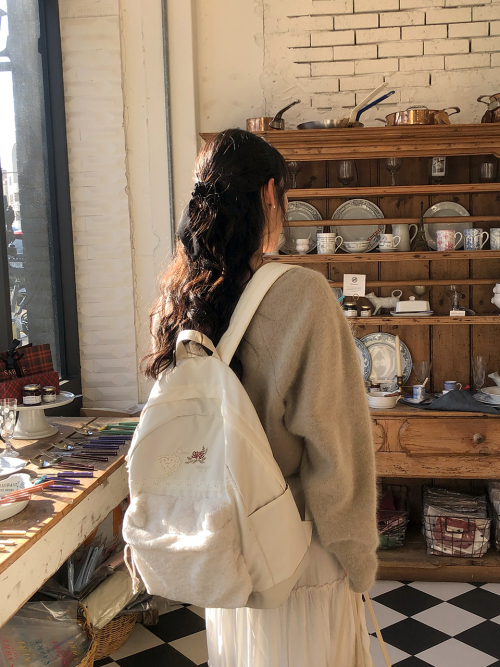 Vintage bon voyage backpack_snow white