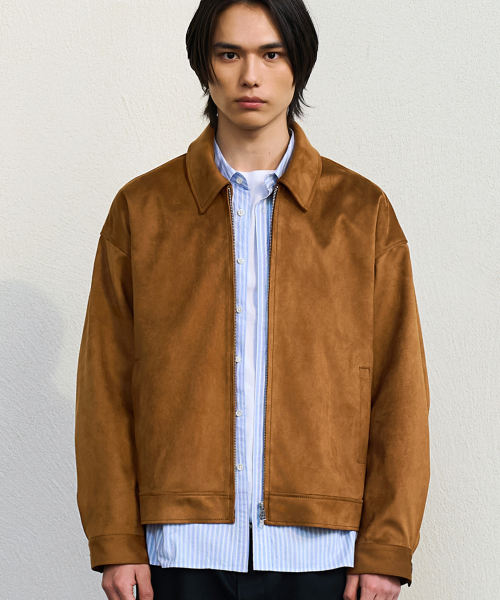 Overfit Full-UP Suede Single Jacket CAMEL BROWN