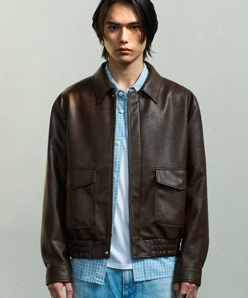 Crease Leather A-2 Jacket BROWN