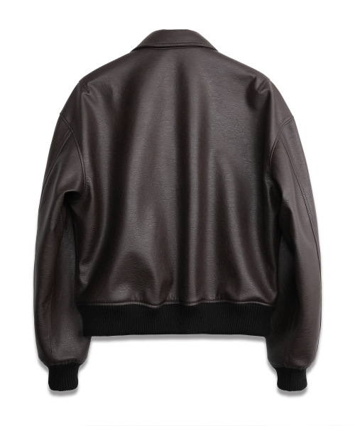 Oversized Phantom Leather Jacket ESPRESSO