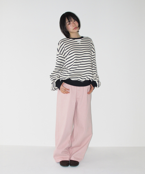 ELBOW PATCH STRIPE SWEATSHIRT IVORY