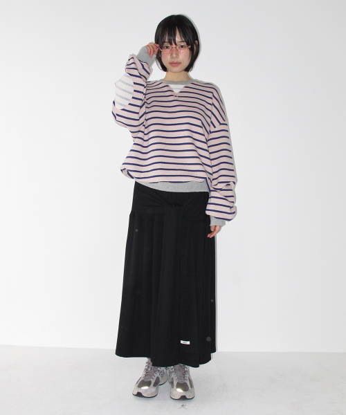 ELBOW PATCH STRIPE SWEATSHIRT PINK